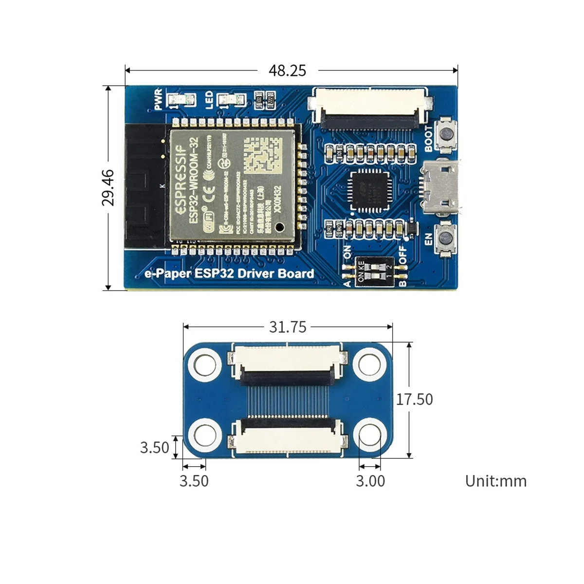 Universal E-Paper Driver Board para Waveshare SPI, Painéis Raw, WiFi, Bluetooth, Wireless, Compatível para Arduino, E-Paper, ESP32