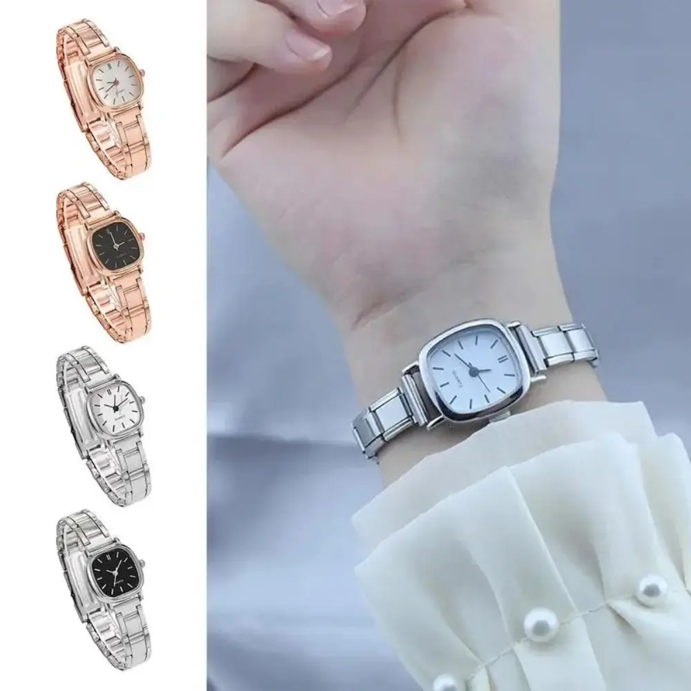 Trendy Steel Strap Luxury Wrist Watches Versatile Fashion Style Ladies Bracelet Watch Square Small Dial Quartz Watch