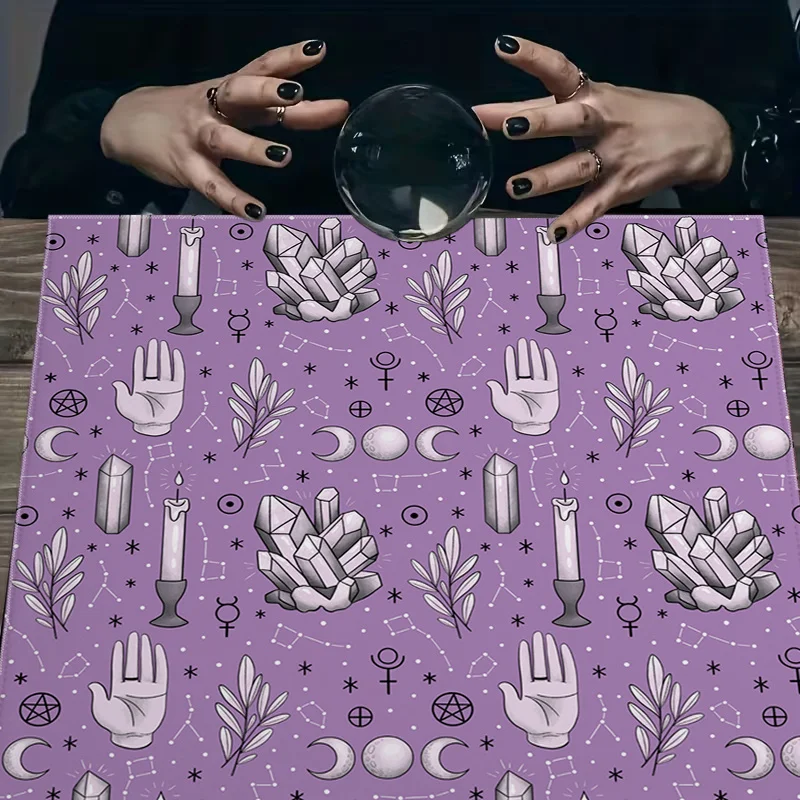 Mystic Witchy Crystal Magic Tarot Boho Aesthetic Tablecloth Runner for Boho Decor Witchy Vibes