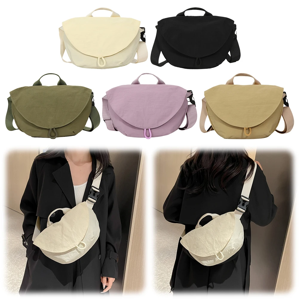 

Nylon Small Crescent Crossbody Purses Bag Casual Travel Sling Bag Solid Small Shoulder Bag Adjustable Strap for Women Men