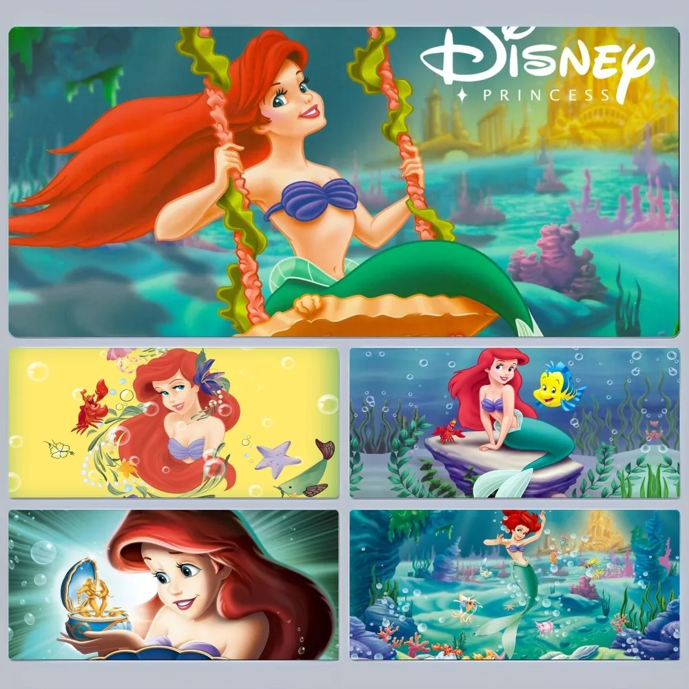 Disney the little mermaid Mousepad 80x30cm XL Lockedge Office Computer Big Mouse Pad Laptop Non-slip for Teen Girls Bedroom