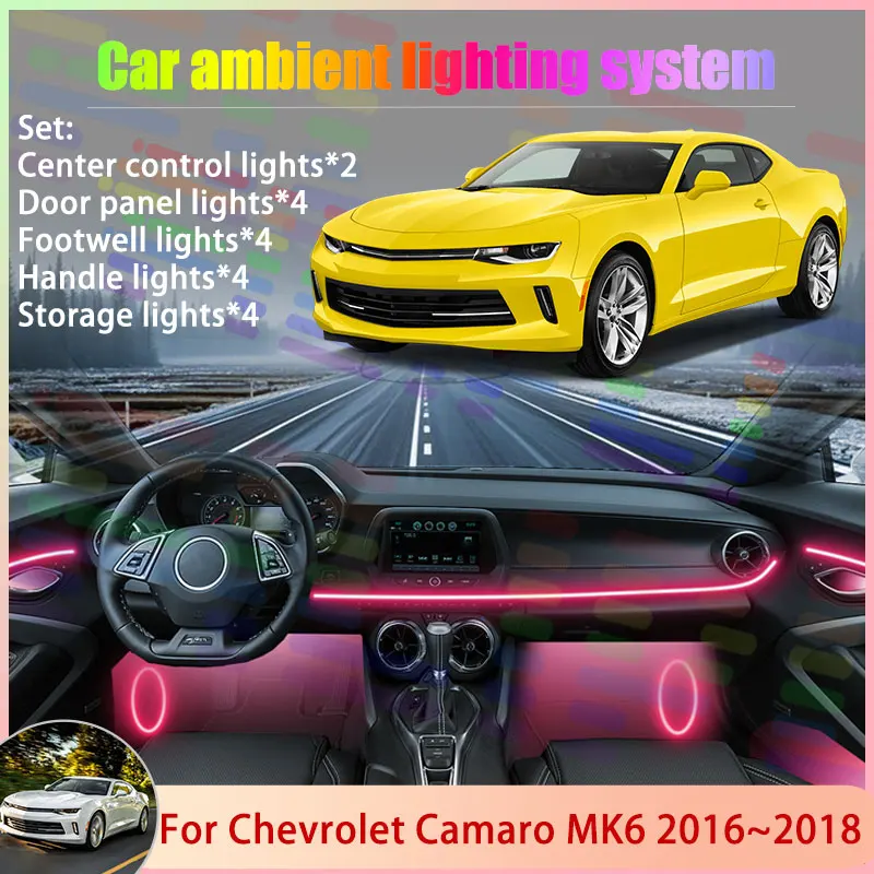 

Для Chevrolet Camaro MK6 6th 6Gem 2016 ~ 2018 2017 6/18 в 1 автомобильный атмосферный светильник RGB абажур ансамбль стример атмосферный набор