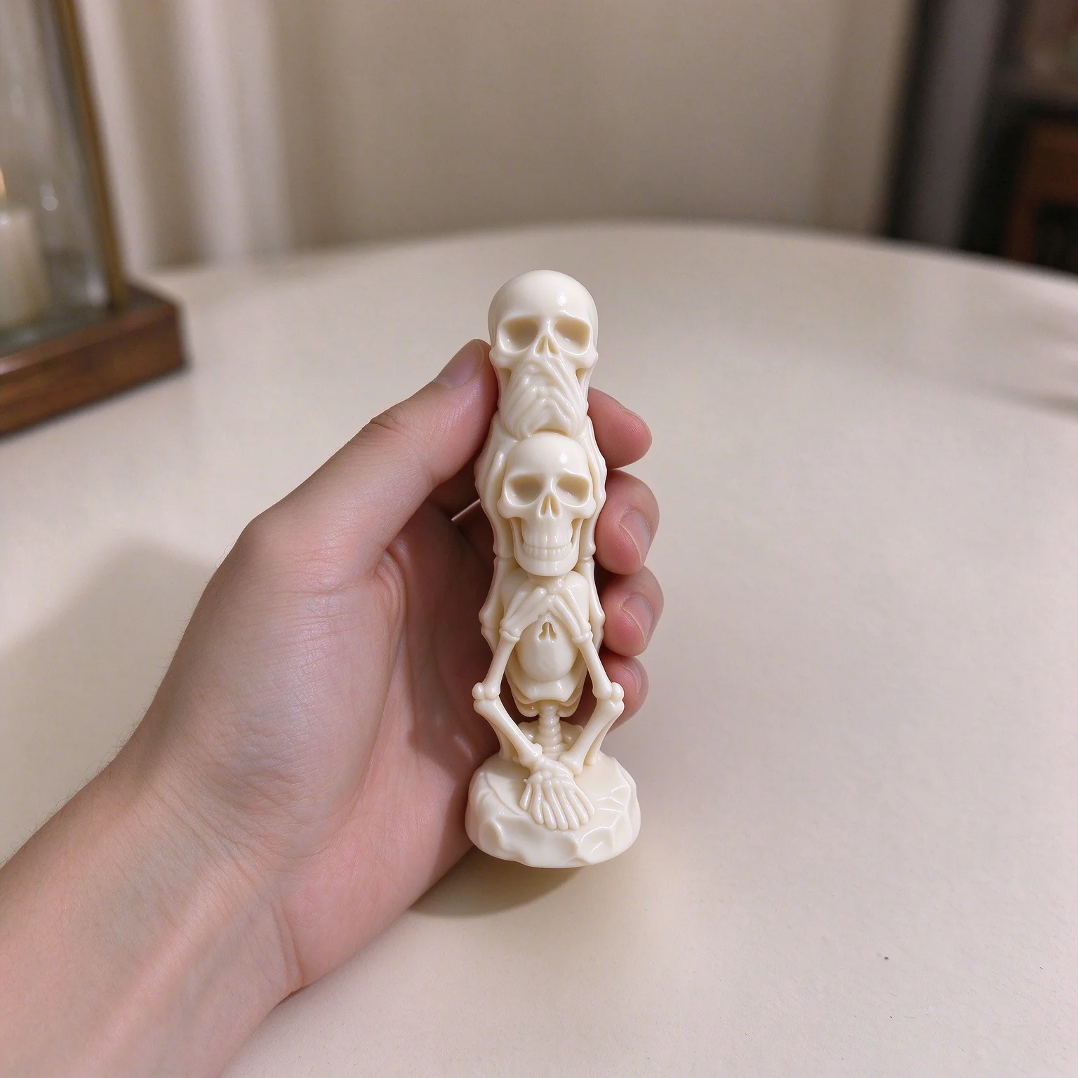 Sanzhi Skull Statue, No Words, Stacked Skull Ornaments, Gothic Halloween Small desktop Decoration