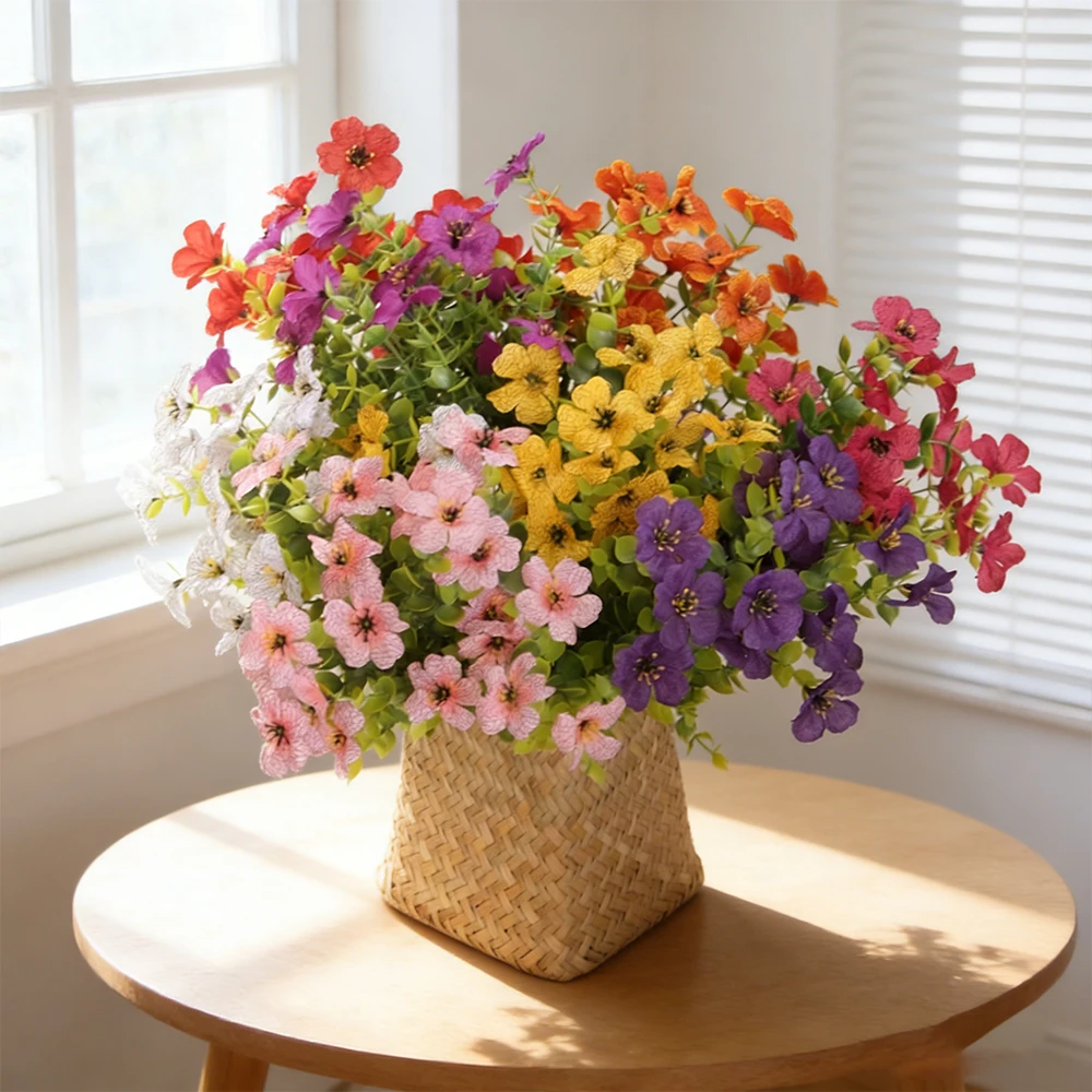8 Stück künstliche Blumen, gemischte Farben, künstliche Blumen, Kunststoff, Frühlingsblumen, Kunstpflanzen für Veranda, Fenster, Ostern, Heimdekoration im Freien – Detail 5