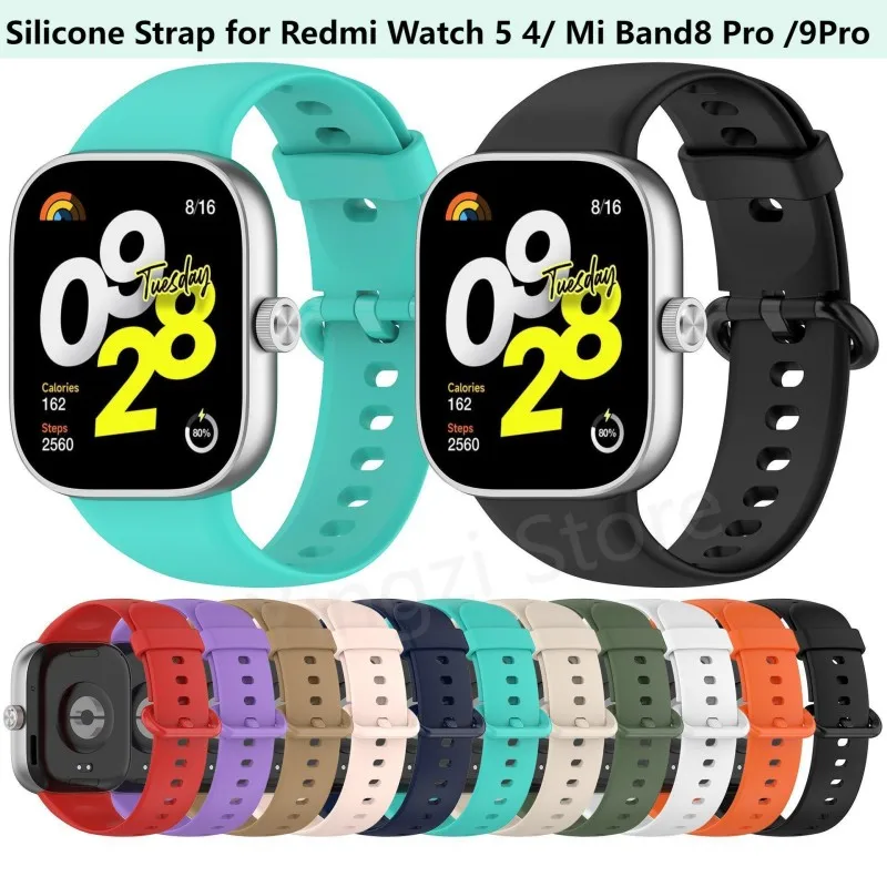 22mm Silicone Strap for Redmi Watch 5 4 5 eSIM Smart Watch Case WristBand for Mi Band 9 Pro 8Pro Bracelet Accessories