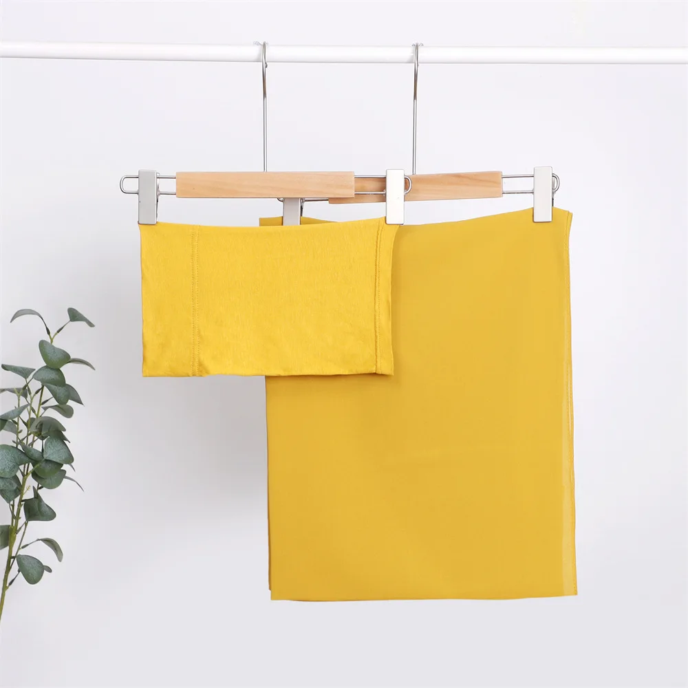 

Модальный однотонный дышащий эластичный тюрбан, внутренняя шапочка, комплект из шарфа из жемчужного шифона, хиджаб, платок для женщин, тюрбан для женщин