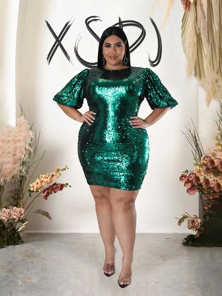 Evening Dresses for Parties Elegant and Beautiful Women's Dresses Plus Size Clothing 3xl 4xl 5xl Summer One Piece Sequins Dress