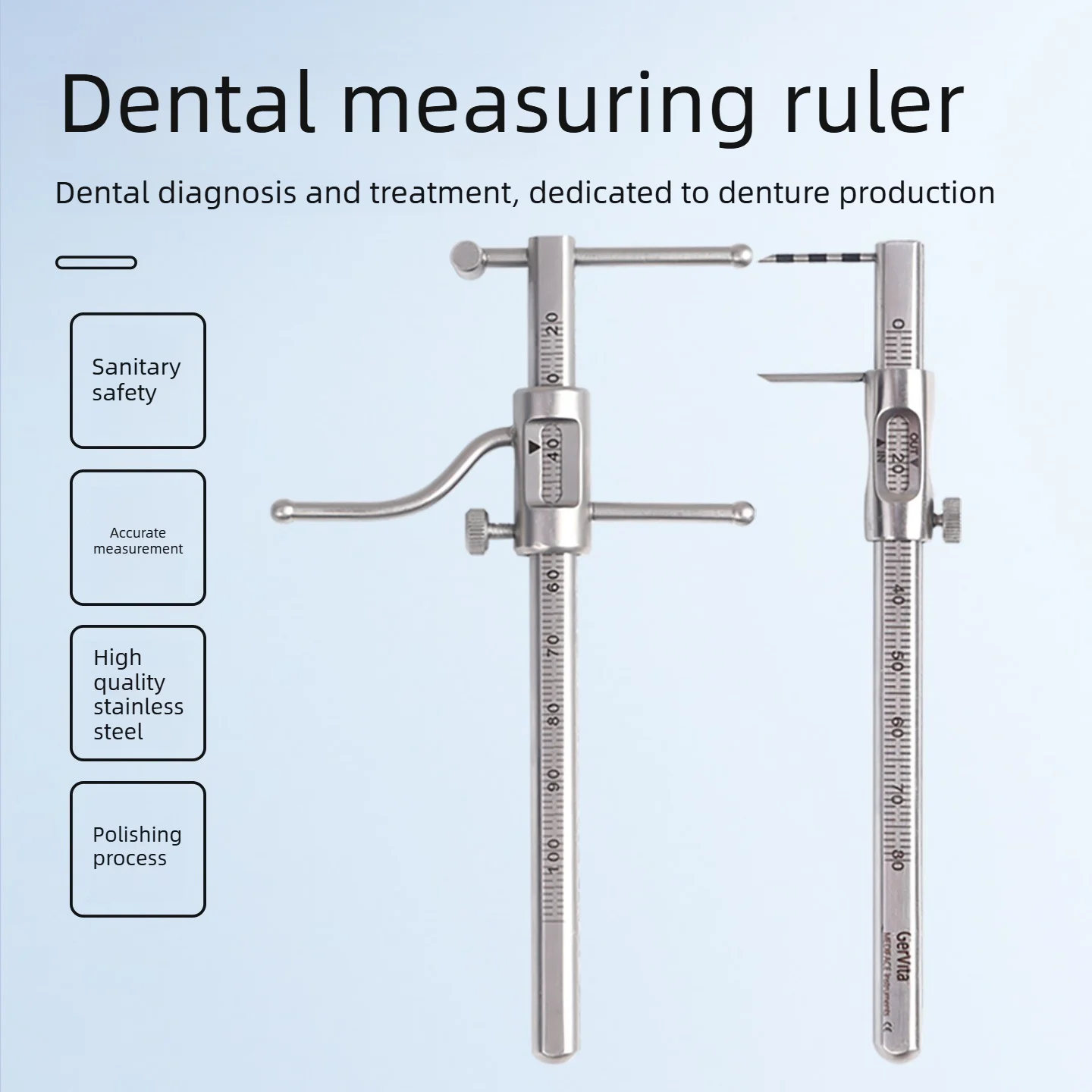 Dental Jaw Distance Measuring Ruler Implant Bone Ridge Caliper Edentulous Jaw Measurement Tool