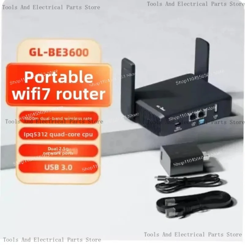 GL-BE3600 (Slate 7) WiFi 7 Router With Dual 2.5G Ports, Touchscreen, 3570Mbps Gaming Hotspot, VPN For Public & Hotel Networks