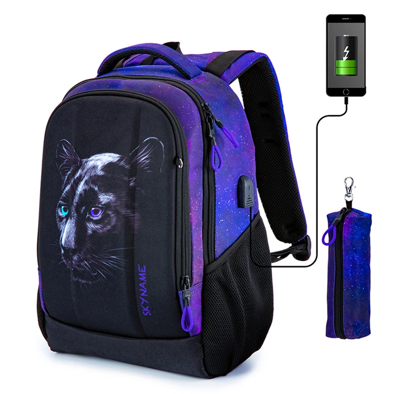 Marke Skyname Kinder Orthopädische Schultasche Für Mädchen Mit USB-Ladeanschluss Multifunktionale Rucksäcke Kinder Bookbag Mochilas