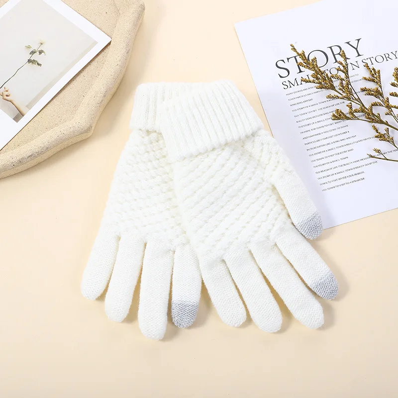 Touch Screen Winter Gloves for Women Men Warm Knit Mittens Outdoor Cycling Driving Full Finger