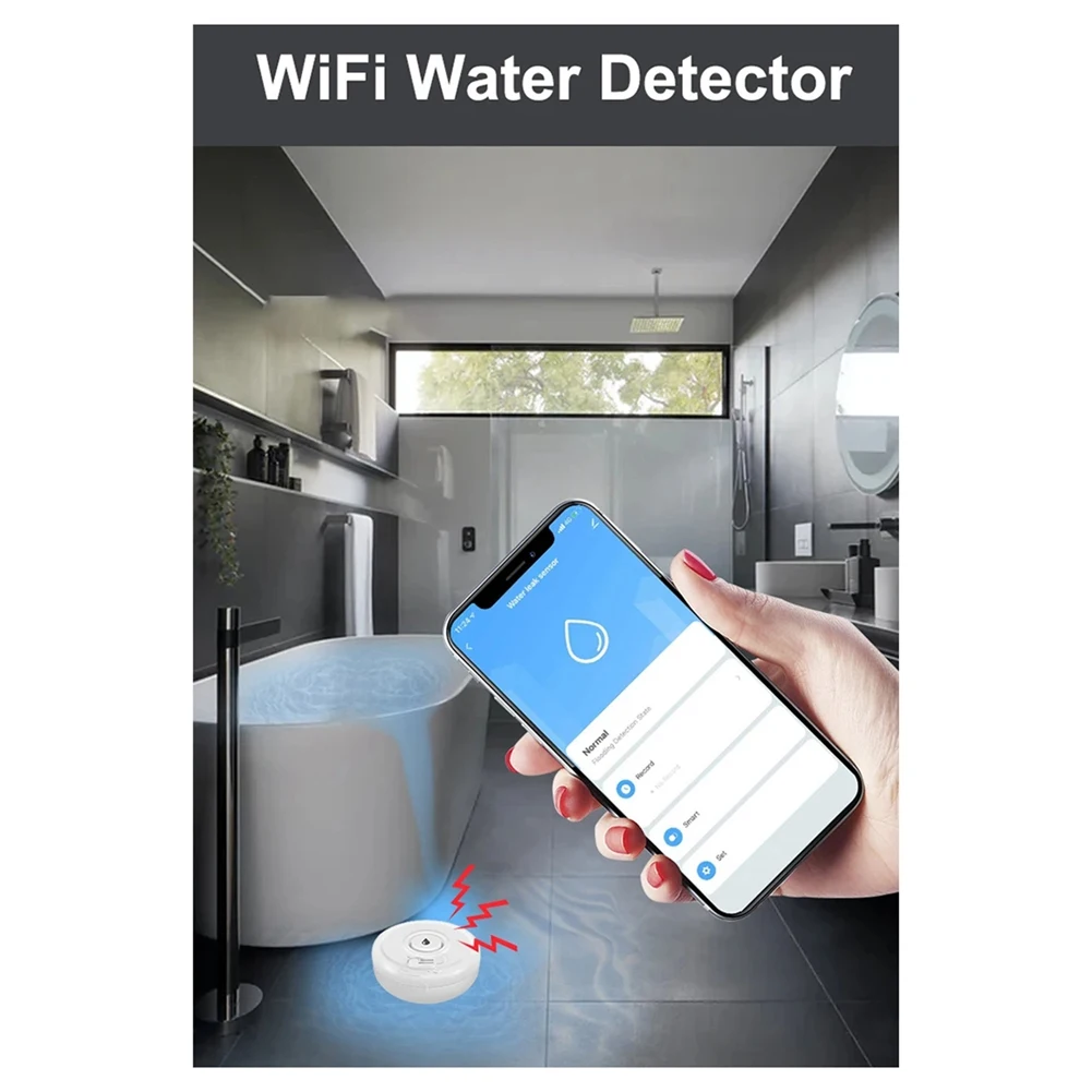 Tuya WiFi Flood Sensor Smart Life App Water Leak Sensor Detection Loudly Sound Alarm Linkage Alert Application