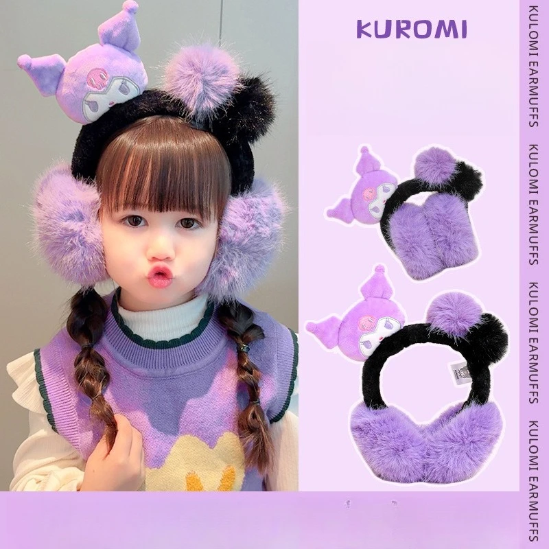 Miniso faltbare Ohrenschützer für Kinder, Sanrio, authentisch, autorisierte Winter-Mädchen, warme Ohrtaschen, Anti-Frostbite-Abdeckung für kleine Mädchen