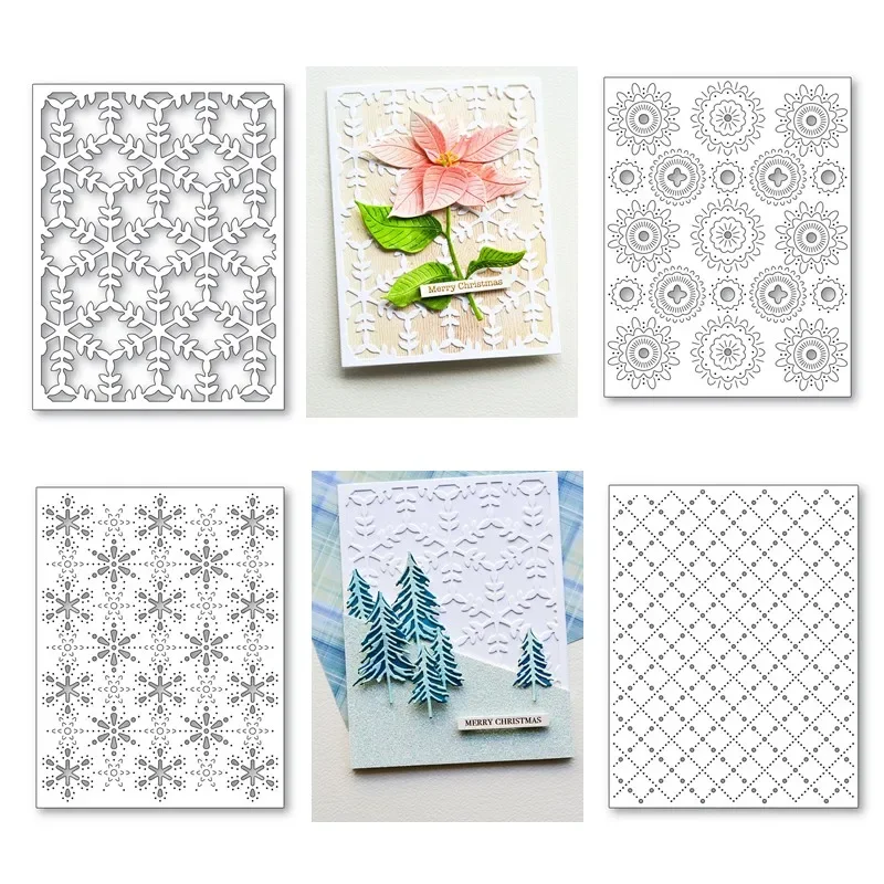 

New 2025 Christmas Snowflake Floral Pinpoint Frame Cutting Dies for Scrapbooking Frame Card Craft Supplies