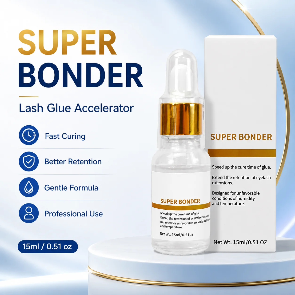 Super Bonder Lash Glue Accelerator 15ml Fast Curing Eyelash Extension Adhesive Sealer Better Retention Professional