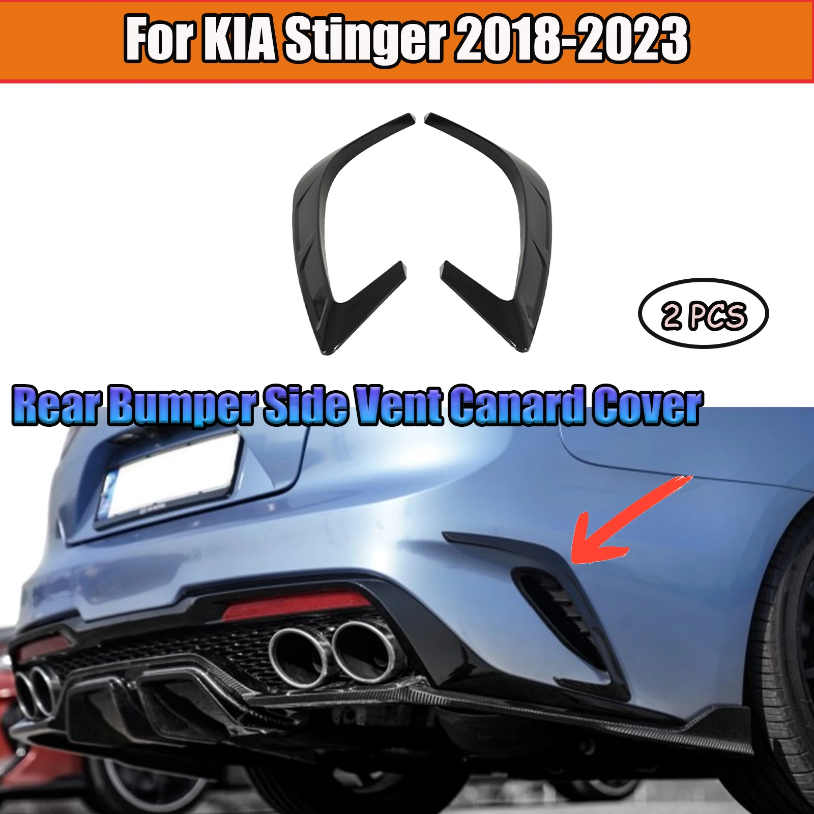 

Rear Bumper Side Vent Canard Cover For KIA Stinger 2018-2023 A Pair Car Accessories Body Kit ABS Plastic Carbon Fiber Style