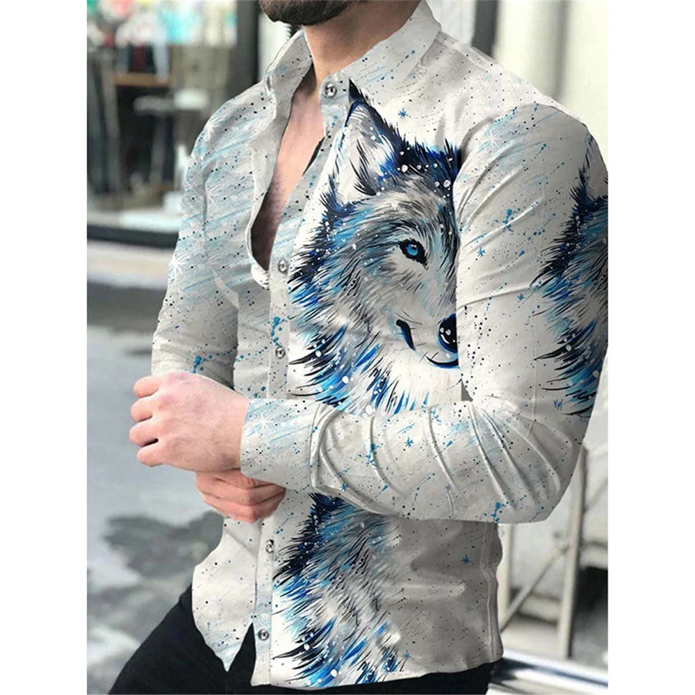 High Quality European American Men's Clothing Casual Fashion Printed Shirt Single-Breasted Cardigan Long Sleeve Shirt Men 2023