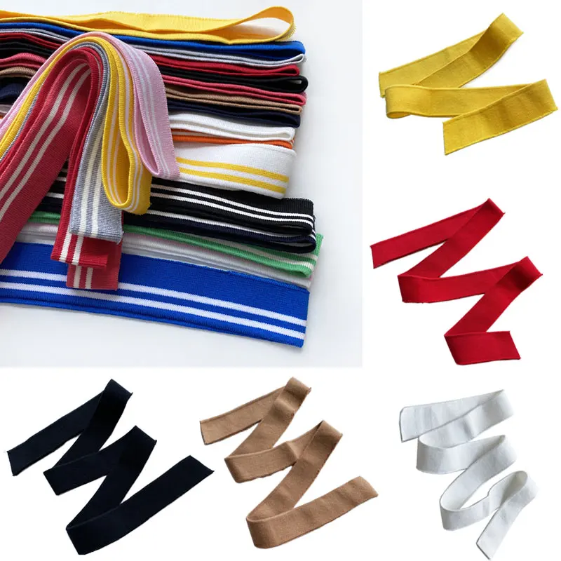 Tela de algodón de alta elasticidad, cuello de camiseta, puños elásticos para accesorios de ropa, 3,5x80Cm