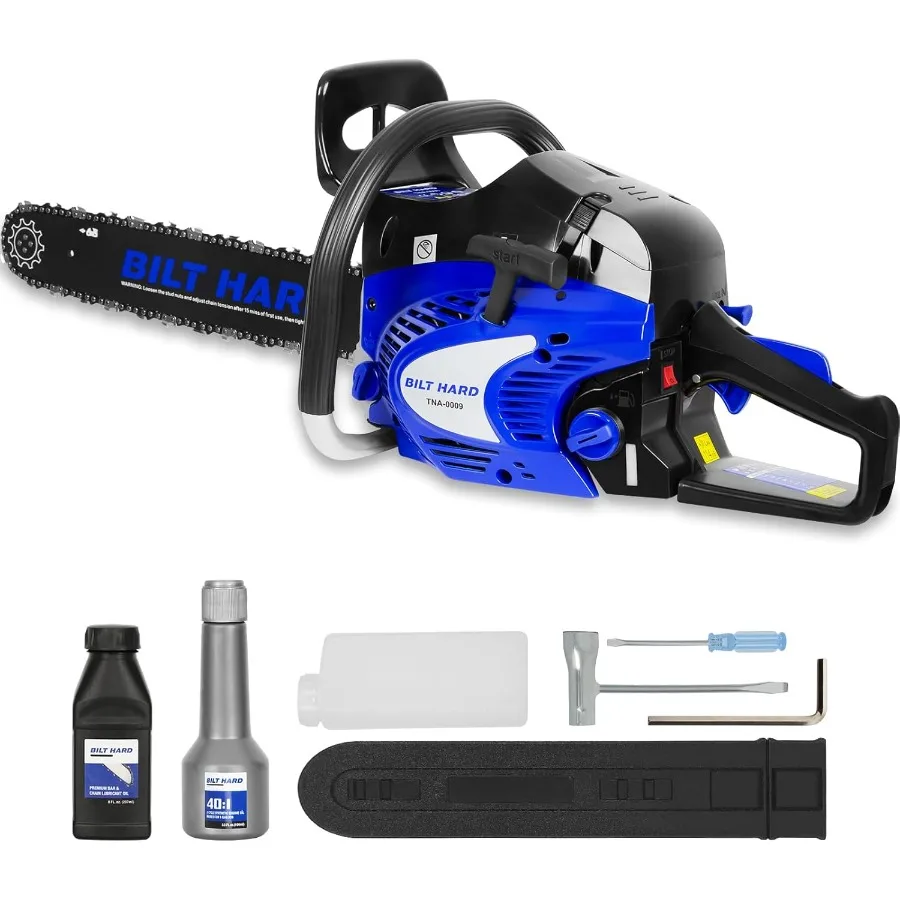 22 inch 56cc 3.1 HP Gas Chainsaw with Automatic Oiler for Trees Outdoor Garden Farm Home Petrol Handheld Chainsaw Red