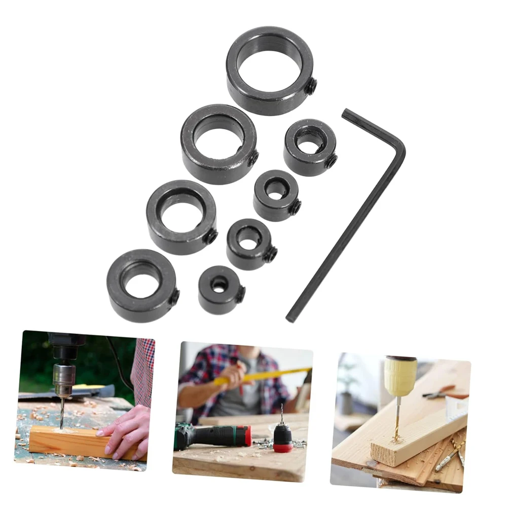 Neue Bohrer Tiefe Stop Bit Kragen Set Einstellbare Stellungs Grenze Ring Inbusschlüssel Straffen Stopper Set-Schrauben Holzbearbeitung Werkzeug – Detail 11