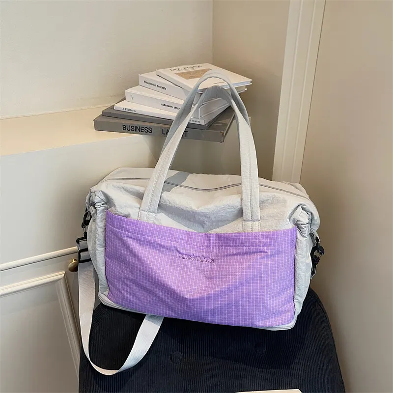 large-capacity-oxford-cloth-travel-bag-fitness-crossbody-short-trip-luggage-soft-handle-youth-travel-bag-foldable-single-strap