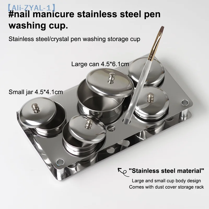 

【ZYAL-1】3/5pcs Stainless Dappen Dish Cups Set Salon Manicure Acrylic Powder Liquid Container Organizer Tray Dappen Dish Tools