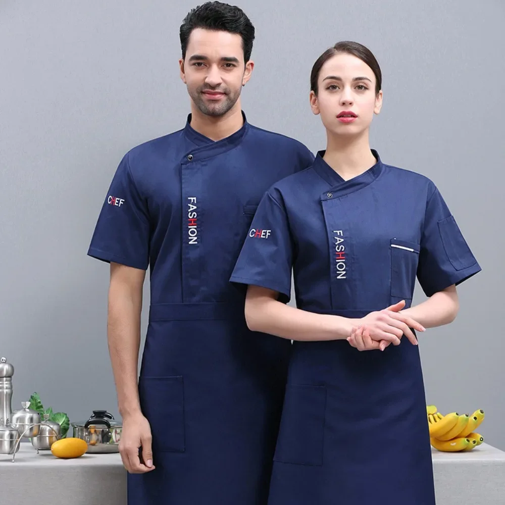 Chef Suits Short-sleeved Men's Summer Clothes Breathable Chef Work Clothes Kitchen Clothes Restaurant Restaurant Catering
