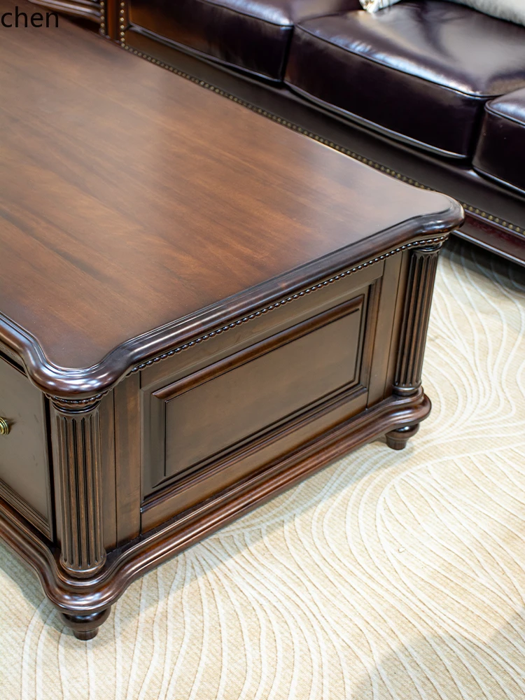 ZML Solid Wood Large Apartment Coffee Table Elegant Living Room Home High-End TV Cabinet Set Large Size Tea Table