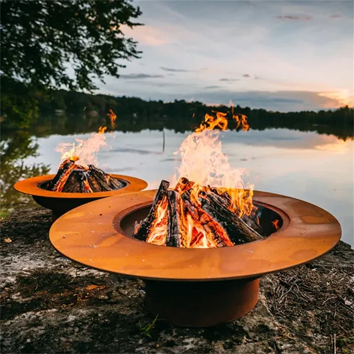 

Outdoor Corten Steel 1000MM Fire Pit Wood Burning Garden Metal Fire Bowl