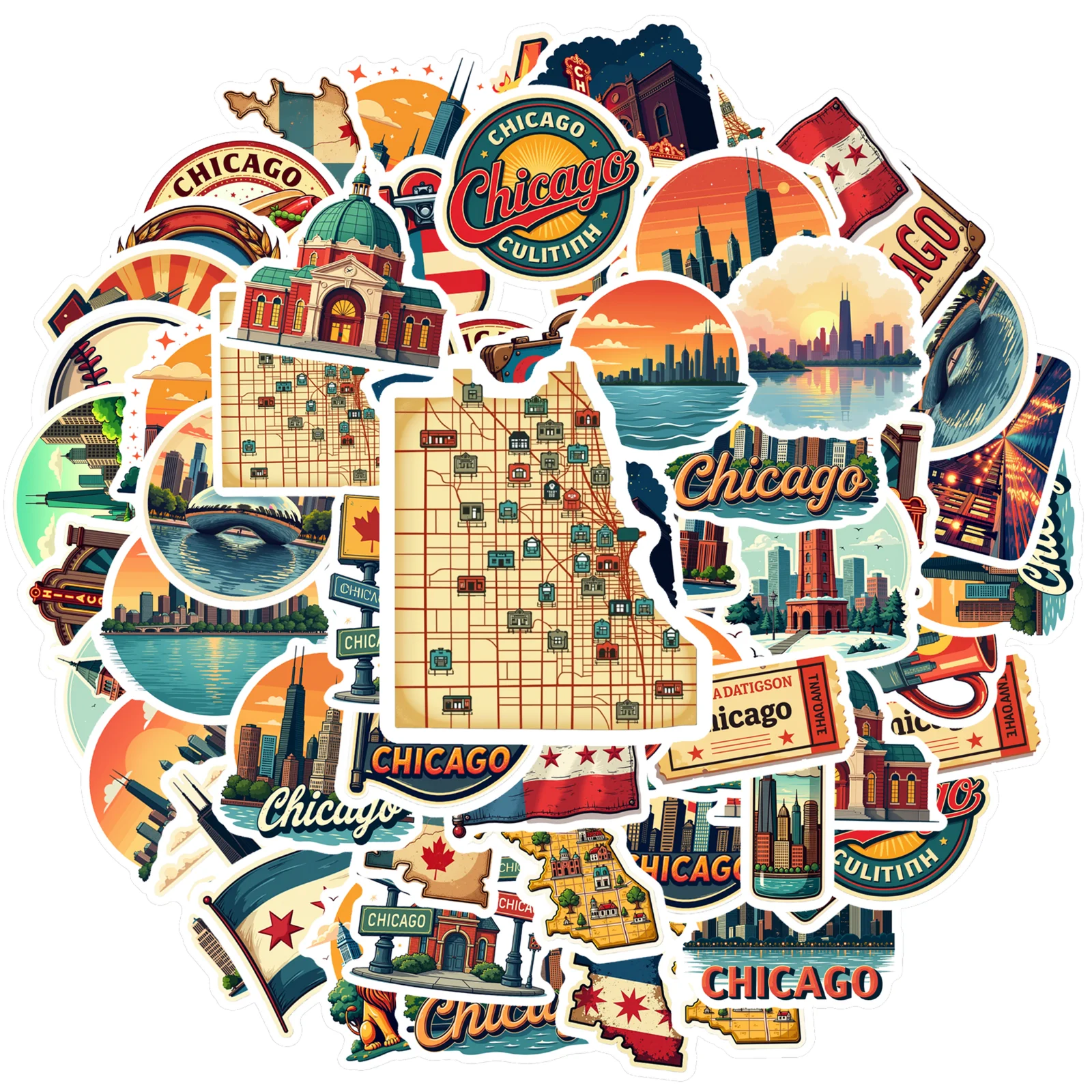 35pcs-70pcs Colorful City Stickers Fun Stickers Artsy Laptops Stickers Suitcases Phones Stickers