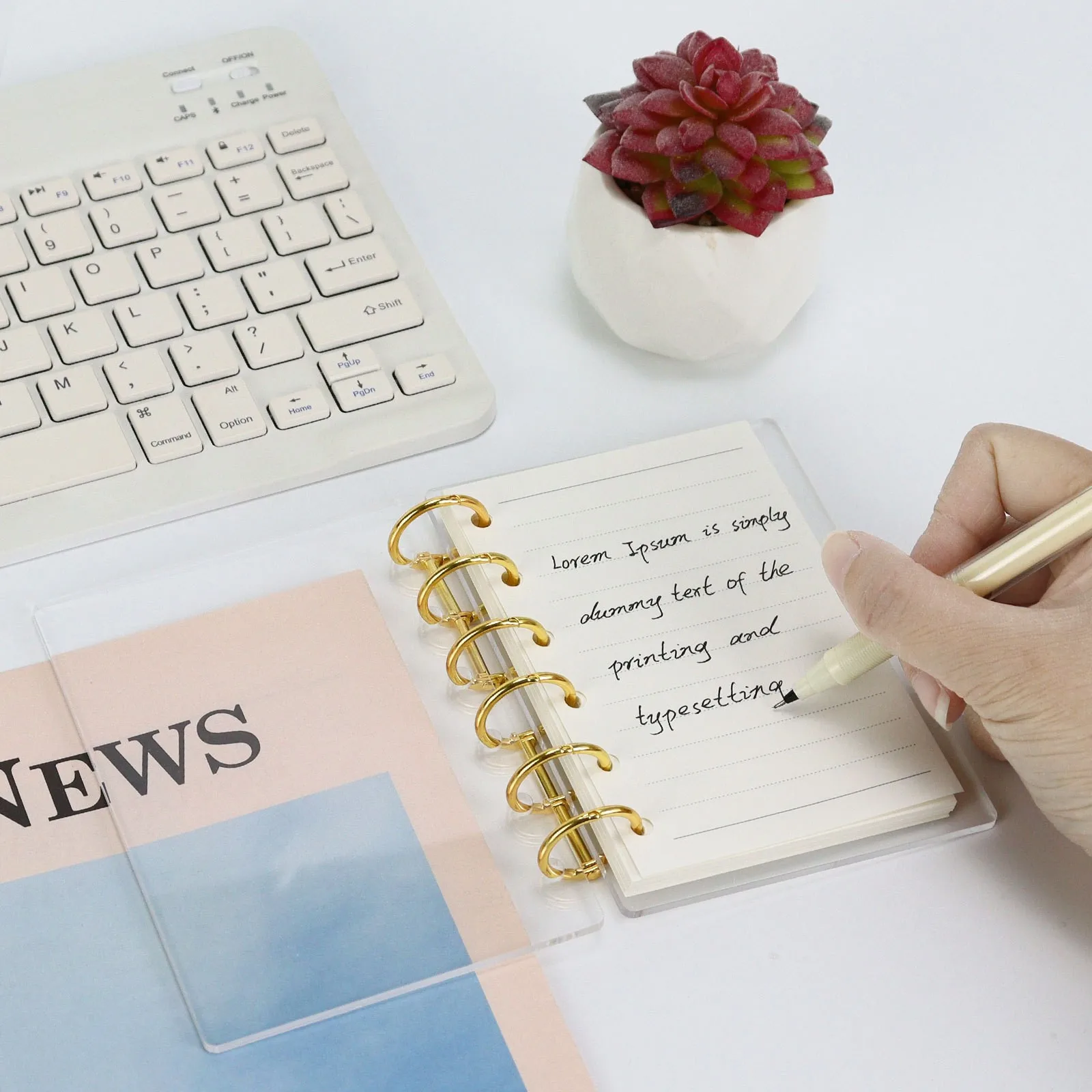 A7 transparent twill binder acrylic transparent shell 6-hole detachable shell notebook coil binder replacement core