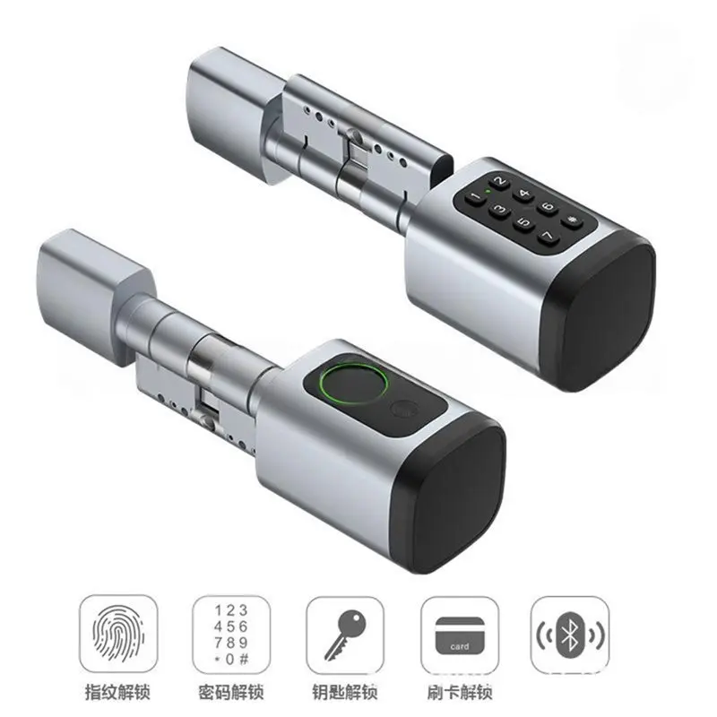 AFOURT-Ttlock Bluetooth Fingerprint Cylinder Digital Code Electronic Smart Door Lock Key Card Remote Control Adjustable 60-90Mm