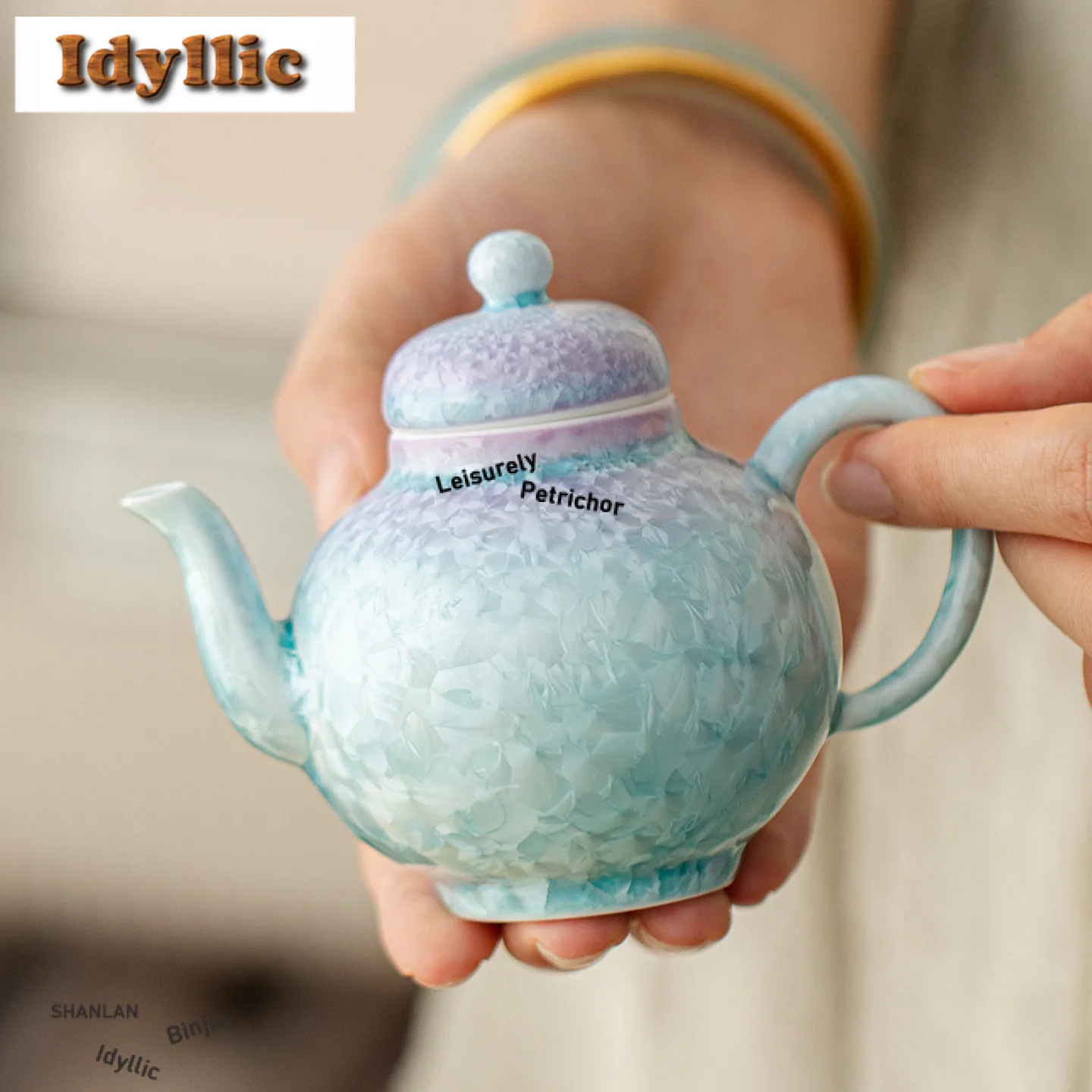 

145 мл печь Fambe с кристаллической глазурью, чайник ручной работы, горшок для заварки чая, бытовой чайник для замачивания чая с фильтром, украшения для сервизов чая