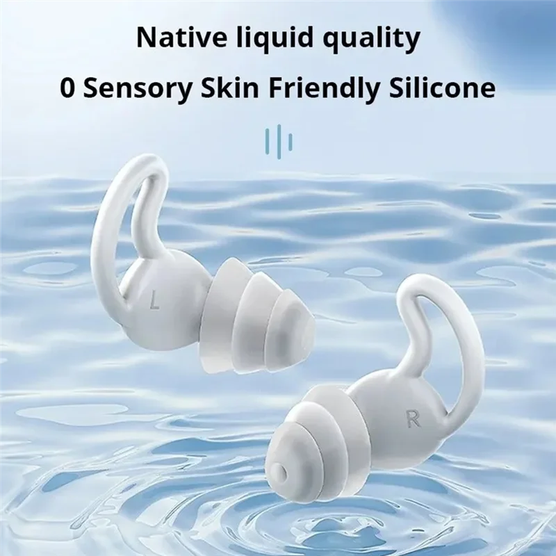 AA08-Soundproof Earplugs Three Layer Silicone Earplugs Waterproof Swimming Ear Plugs Sleep Noise Reduction Comfortable Durable E