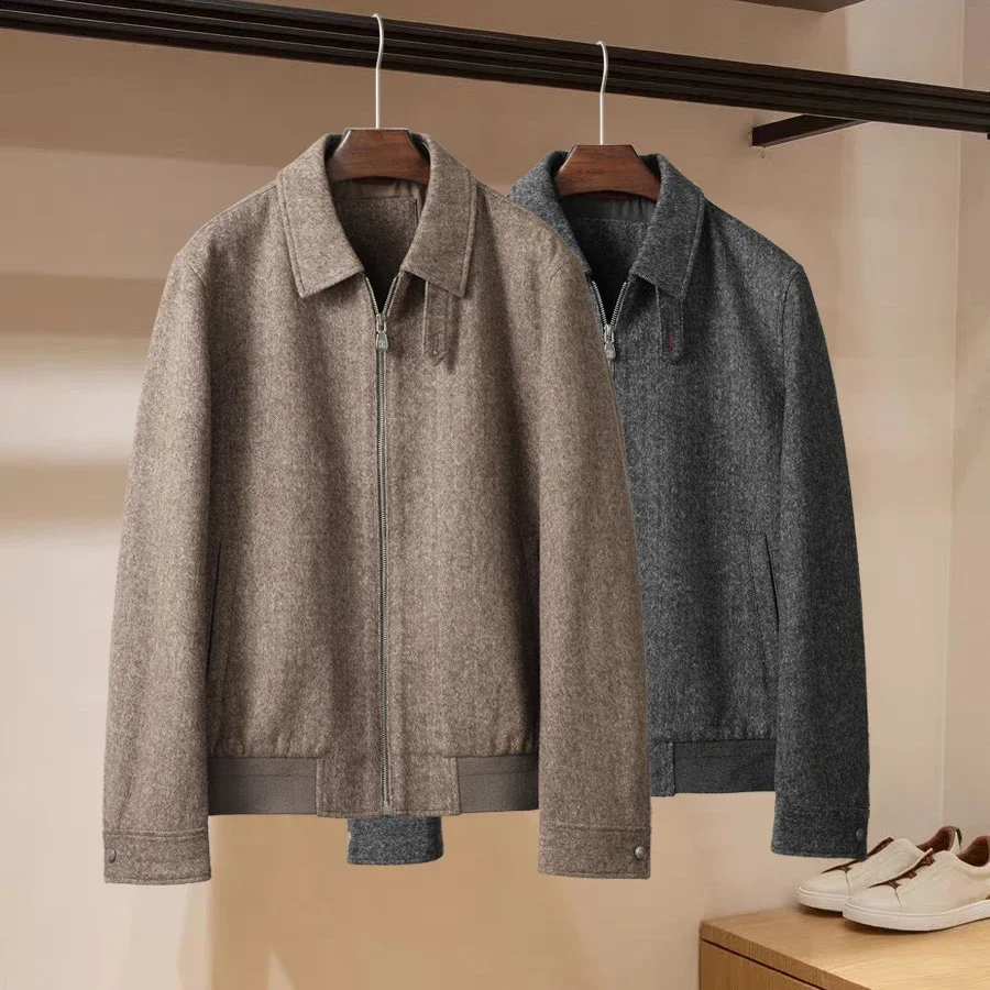 

BC Italy 25aw solid color cashmere zip business men's lapel jacket