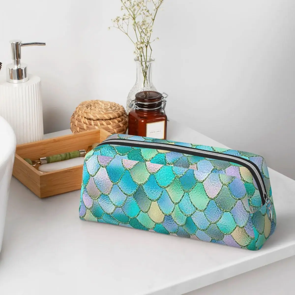 Mermaid Fish Scale Pencil Cases for Students School Pen Box Pencil Bag Pencil Pouch Pen Holder