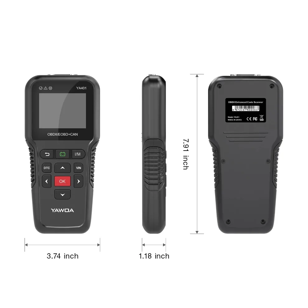 OBDII code Reader YA401 Scanner Tool  Full OBD2 Functions battery check free update  reader