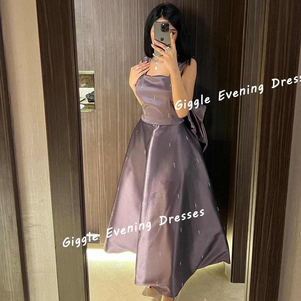 Giggle Satin Beading Spaghetti Strap Prom Gown Saudi Arab A-Line Elegance Ankle-Length Evening Party Dresses for Women 2024