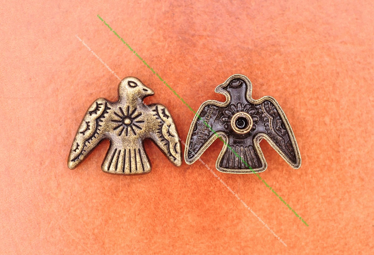 20 Stück 24*21mm Vintage Silber Original Ethno Südost Indische Kunst Sonne Donner Vögel Lederhandwerk Gürtel Schmuck Concho Screwback – Detail 15