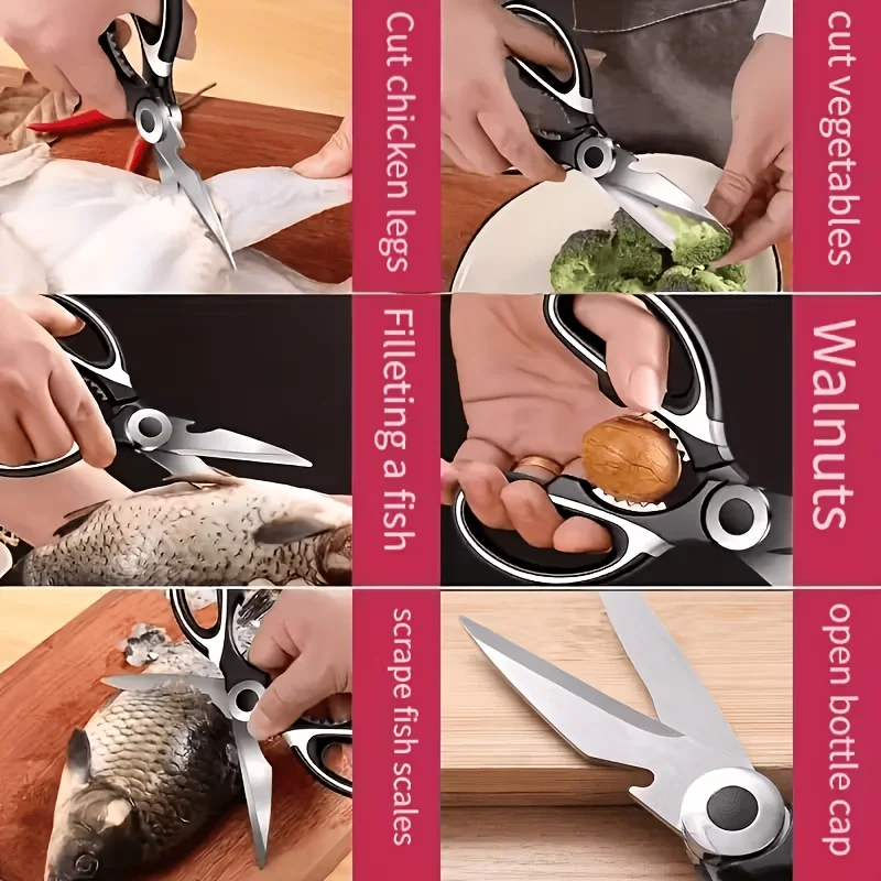 Multi Function Boning Paring Knife, Stainless Steel Utility Kitchen Knife With Bottle Opener Nut Cracker & Sheath view 6