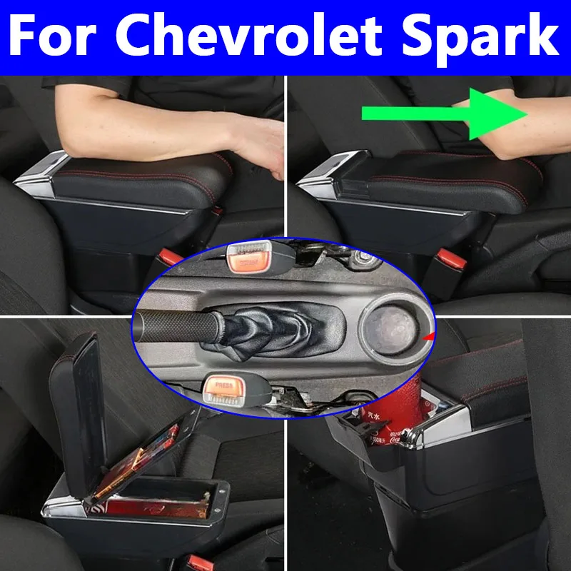 

Подлокотник для Chevrolet Spark 3, внутренний органайзер, центральный ящик для хранения с подстаканником, автомобильный аксессуар, простота установки