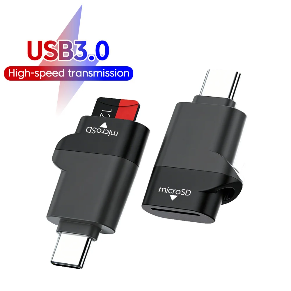 

Внешний кардридер для TF-карт, черный, USB-C 3.0, для iPhone 17, 16, Mini, для карт памяти Memory Stick