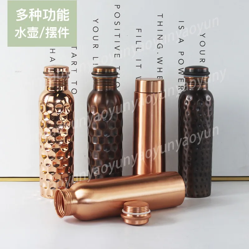 Handmade Pure Copper Water Bottle Portable Outdoor Travel Kettle Lightweight Leakproof Home Use