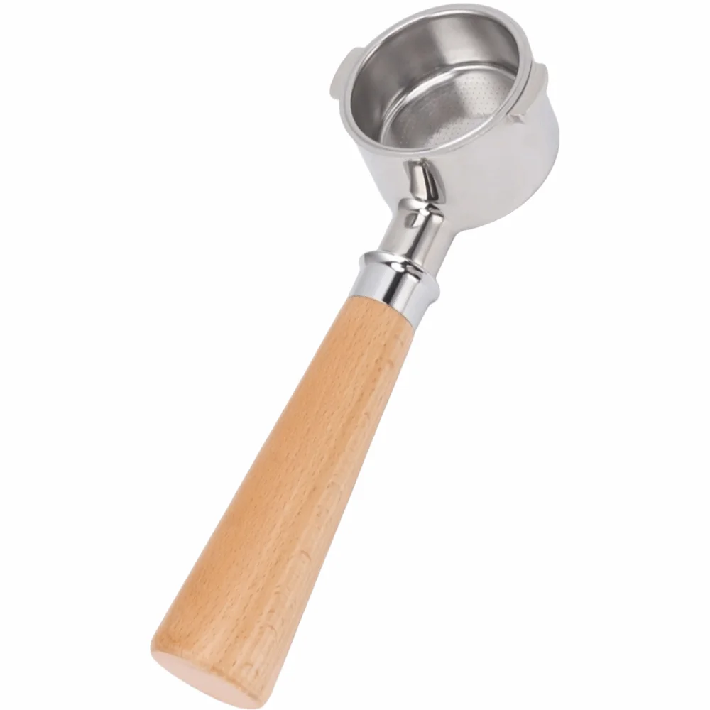 51mm Diameter Bottomless Coffee Portafilter 2 Ears Design Aluminum Alloy Body Single Layer Portafilter Wood Handle