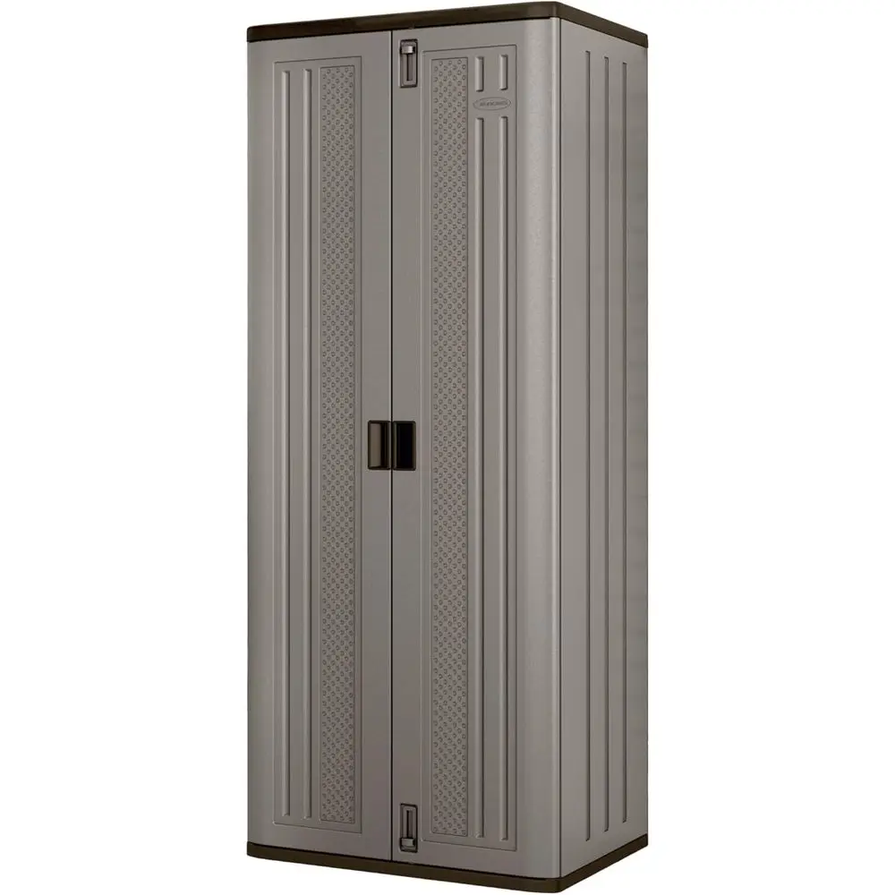 

Weatherproof Lockable Plastic Storage Cabinet with Doors and Shelves for Outdoor and Garage Use