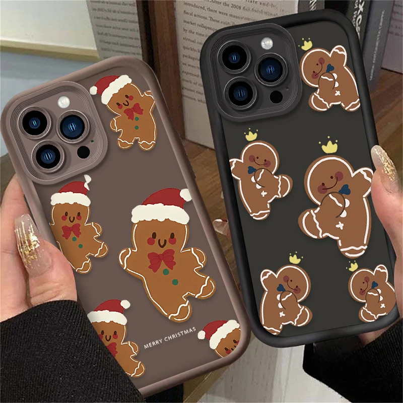 عيد الميلاد الزنجبيل الحال بالنسبة آيفون 16 15 14 13 12 11 برو ماكس X XS X S ماكس XR SE 2020 7 8 زائد للصدمات سيليكون الغطاء الخلفي