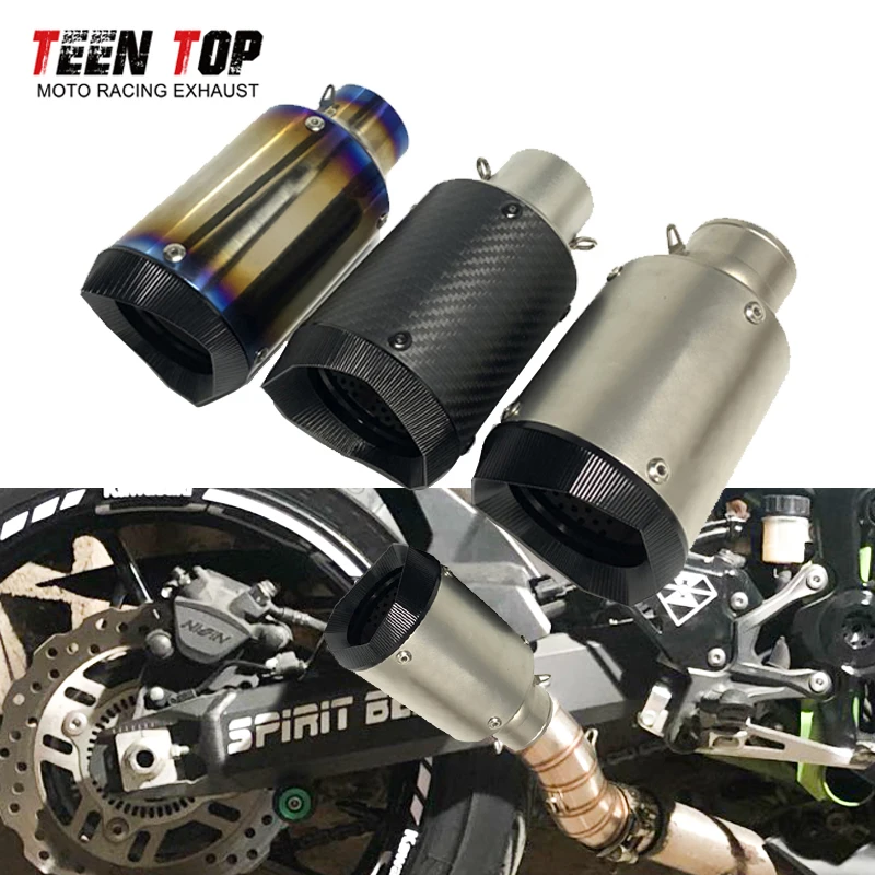 

Titanium Exhaust Muffler 51mm Universal Motorcycle Elbow CB650R CB650F BMS125 ADV150 XMAX300 Carbon Fiber Escape Moto Silencieux