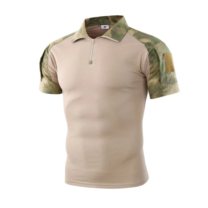 Men Outdoor Camping Combat Tactical Camouflage T-Shirt Military Uniform Tops Students Army Training Short Sleeve Shirt Navy Blue