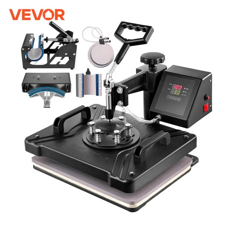 VEVOR 5 6 8 in 1 Pressa di Calore Macchina T-shirt Stampante a Trasferimento di Calore Muntifunzionale Sublimazione per Tazza/Tazza di Latte/Cappello/Piatto/Bottiglia