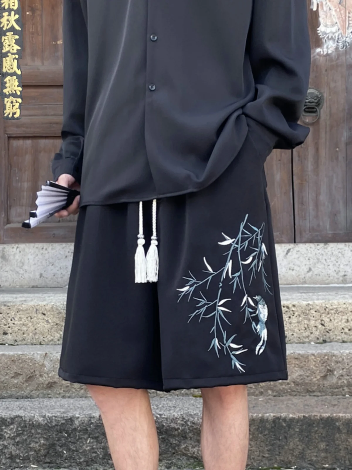 

Новые китайские бамбуковые вышивки orts, мужские летние тонкие повседневные спортивные брюки высокого класса с драпировкой из ледяного шелка пять четвертей